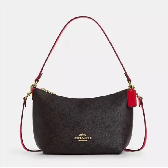 NWT！COACH Zip Top Shoulder Bag In Signature Canvas（COACH CX610